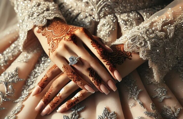 نقوش حناء للعروس تقليدية محلية لليدين مستوحاة من المملكة العربية السعودية