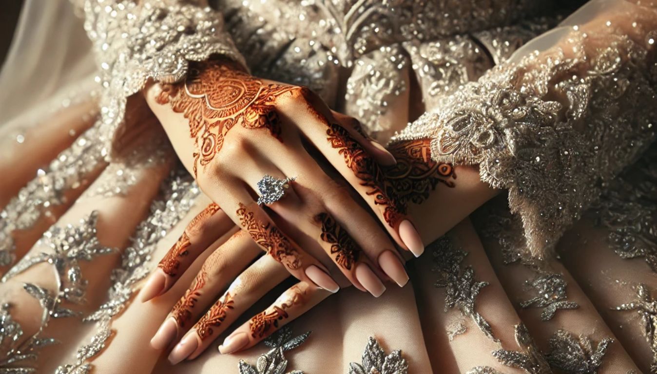 نقوش حناء للعروس تقليدية محلية لليدين مستوحاة من المملكة العربية السعودية